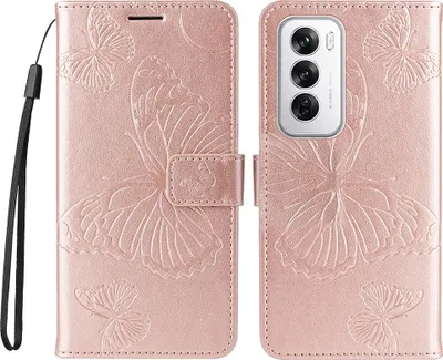 Produktbild von OPPO Reno12 Hülle - Coverup Schmetterlinge Klapphülle - Roségold