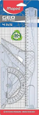 Productafbeelding van Geometrische Schoolliniaal Set 4-delig - 30 cm Liniaal, Schoolbord, Geodriehoek en Gradenboog
