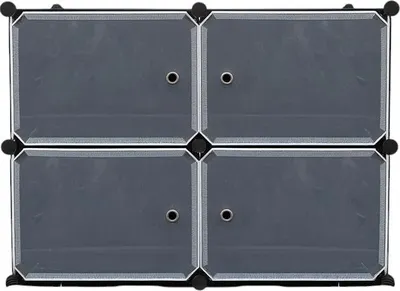 Produktbild von Schuhschrank – 4 Fächer – 81 x 65 cm – Modernes Design – Kunststoff Aufbewahrungsschrank mit Türen – Schwarz/Grau