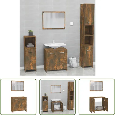 Produktbild von The Living Store Badmöbel-Set Räuchereiche Holzwerkstoff