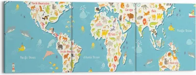 Produktbild von Bild auf Leinwand - Leinwandbild - Geographie Globus Grafik Illustration - 150x50cm - Wand Bild - Wanddeko - Leinwanddruck - Bilder - Kunstdruck - Leinwand bilder - Wandkunst - CA150x50-3106