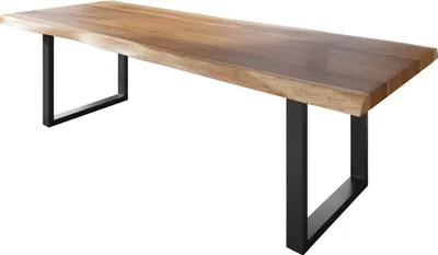 Produktbild von Esstisch Baumkante massiv Akazie natur 260 x 110 U-Gestell Metall schwarz TITAN
