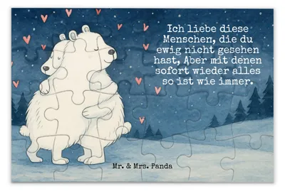 Produktbild von Mr. & Mrs. Panda Puzzle Eisbär Umarmen Design 24 Teile - Weiß - Geschenk, 1500, 2000, 1000, Puzzlespiel, Lustige Sprüche, 500