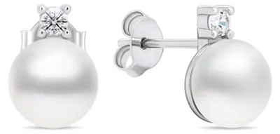 Zdjęcie produktu dla Eleganckie srebrne kolczyki z prawdziwymi perłami EA597W