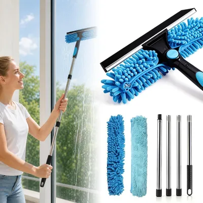 Obrázok produktu pre Teleskopická stierka na okná 2 v 1 s mikrovláknom a stierkou, 171 cm