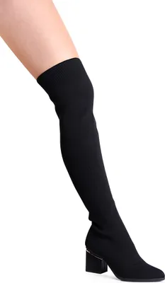 Produktbild von topschuhe24 2610 Damen Overknee Stiefel Stretch, Farbe:Schwarz, Größe:36 EU