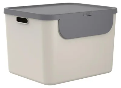 Produktbild von Rotho Mülltrennsystem 55L Albula - Mülleimer mit Frontklappe - Abfalleimer 40,0 x 48,9 x 34,0 cm - Müllbehälter mit Deckel und Griffen - Inkl. Aufklebern