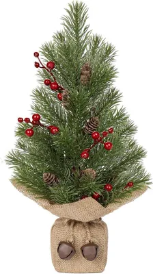 Immagine prodotto di Mini abete decorazione natalizia 40,6 cm rami di abete artificiale e bacche rosse