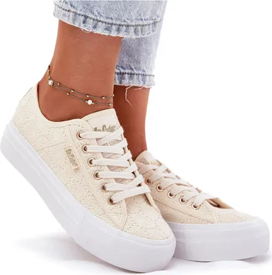 Zdjęcie produktu dla Trampki Damskie Z Koronką Lee Cooper LCW-25-31-3440L Beżowe 38