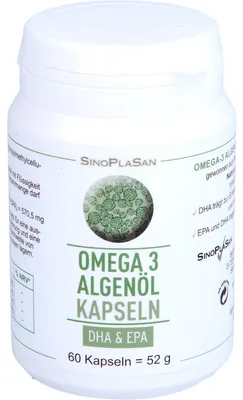 Produktbild von SinoPlaSan Omega 3 Algenöl DHA + EPA Kapseln, 60 St. Kapseln