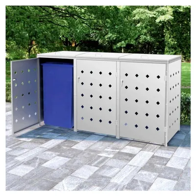 Produktbild von Mülltonnenbox für 3 Tonnen 240 L aus Edelstahl
