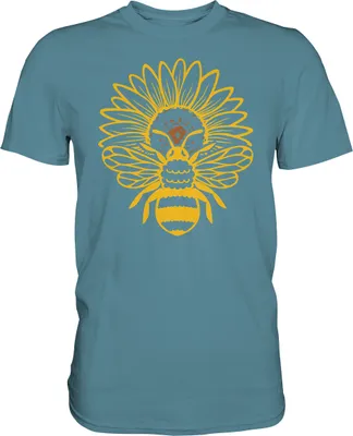 Produktbild von Bienen Sonnenblumen T-Shirt Imker Garten Motiv Gärtner Geschenk – Stone Blue / XL