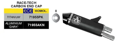 Produktbild von ARROW Race-Tech Slip-On Auspuff genehmigt schwarz Alu Carbon cap Triumph SPEED TRIPLE 1200