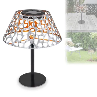 Produktbild von Solarleuchte Garten Metallschirm Solarlampe Außen Leuchte Solar mit Pflegetuch