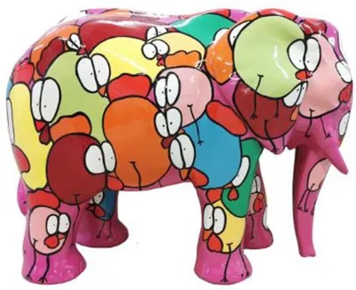 Immagine prodotto di Casa Padrino scultura decorativa di design elefante rosa / colorato 90 x h. 70 cm - Figura animale decorativa - Figura decorativa da giardino resistente alle intemperie - Accessori decorativi