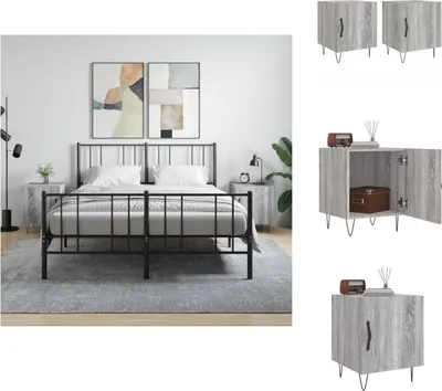 Immagine prodotto di vidaXL Comodini 2 pz. Grigio Sonoma 40x40x50 cm Materiale a base di legno - Comodini