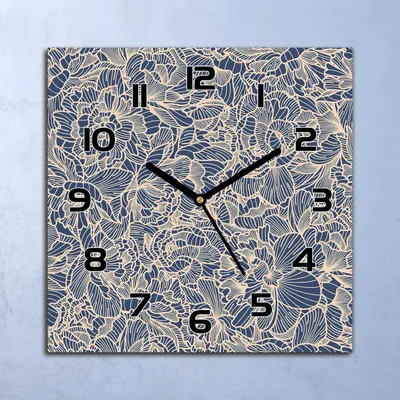 Produktbild von Wanduhr Echt-Glas-Küchenuhr Blau Blumen Elegant Quarz 30x30 Deko Bilder