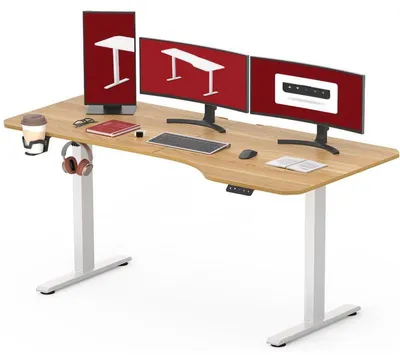 Obrázek produktu pro Výškově nastavitelný stůl QS1M-1675-EU, 160 x 75 cm, bílý/javor