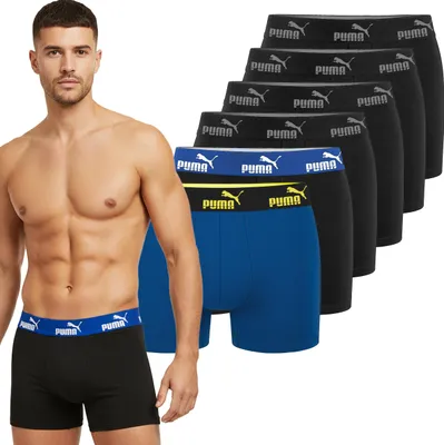 Produktbild von PUMA Herren Boxershorts 6 Stück Baumwolle Black Blue Mix Größe M