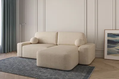 Produktbild von MOEBLO Ecksofa Lisbon – Ottomane beidseitig montierbar, Ecksofa aus Bouclé, Couch für Wohnzimmer, Schlafsofa Sofagarnitur Sofa Eckcouch L-Form, mit Bettkasten und Schlaffunktion - Beige (Anthology 3)
