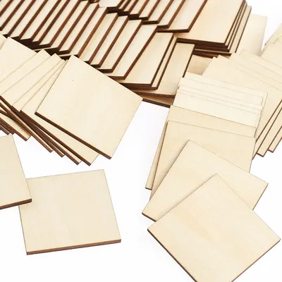 Image de CARRÉS EN BOIS 10 x 10 cm EN CONTREPLACÉ 50 pièces