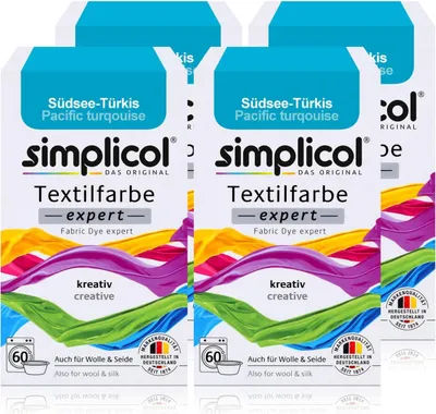 Produktbild von Simplicol Textilfarbe expert Südsee-Türkis 150g - Farbe zum Färben (4er Pack)
