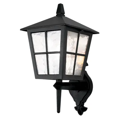 Immagine prodotto di Applique da esterno Canterbury nera e trasparente, 1xE27x60W, alluminio, dimensioni: 44x21,5x25 cm, IP43, Elstead