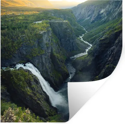 Produktbild von MuchoWow® Wandtattoo Wandsticker Wandaufkleber Wasserfall in Norwegen 80x80 cm Selbstklebend und Repositionierbar - Wierderverwendbar - Selbstklebend