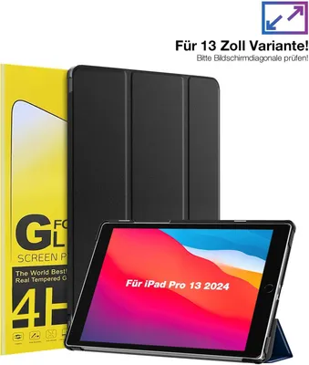 Produktbild von Schutzhülle + 2x 4H Displayfolie für Apple iPad Pro 7. Gen 13.0 Zoll Cover Case Schutz Tablet Farbe: Schwarz