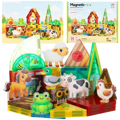 Produktbild von Magnetbausteine Bauernhof, kreatives Baukastenset mit 36 Teilen, für Kinder ab 3 Jahren
