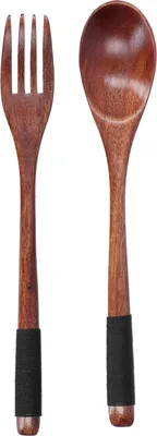 Produktbild von Besteckset im japanischen Stil, Holzlöffel, Gabel, Suppenlöffel, Teelöffel, Küchenutensilien