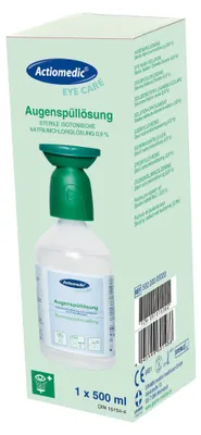 Immagine prodotto di Actiomedic® EYE CARE Flacone per lavaggio oculare con soluzione di cloruro di sodio allo 0,9% da 500 ml in confezione singola