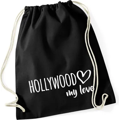 Produktbild von Huuraa Turnbeutel Hollywood my love 12 Liter Black Baumwolle Rucksack Geschenkidee