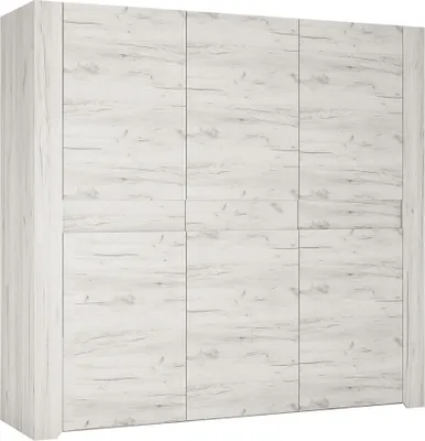 Produktbild von Kleiderschrank 3-türig, weiß Eiche, AMANTEA-129