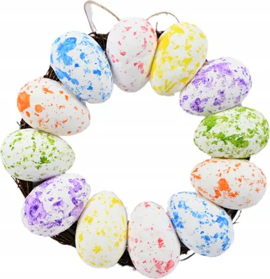 Produktbild von Osterkranz Türdeko 18cm mit Ostereiern - Bunter Türkranz Wandkranz Frühling