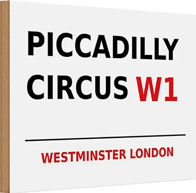 Produktbild von Holzschild London 30x20cm Westminster Piccadilly Circus W1