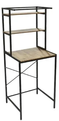 Produktbild von Famanu Waschtischmöbel - 3 Ablagen - 69x60x176,5 cm - Schwarz/Eichenholz