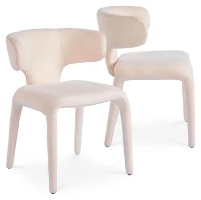 Image de MENZZO Lot de 2 chaises design dossiers arrondis Cotony Tissu Beige