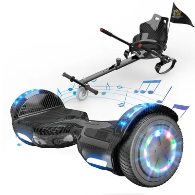 Produktbild von EVERCROSS TECH 6,5-Zoll-Hoverboard + Hoverkart | Mit Bluetooth und LED-Licht, App-fähiger selbstbalancierender Roller | Hoverboards für Kids und Teens