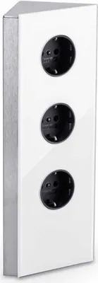 Produktbild von WIPO Steckdosenelement Power Eck G, 3 Schukosteckdosen, Edelstahl/Glas weiß