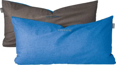 Produktbild von Schiesser Kissenhüllenset Doubleface | 2-teilig | Zweifarbig | Renforcé | 100% Baumwolle | Reißverschluss | 40x80cm | Blau-Dunkelgrau