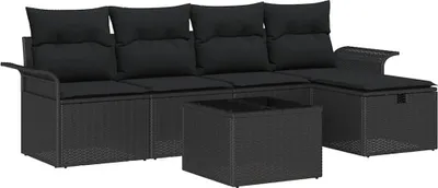 Produktbild von vidaXL Gartensofa-set 6 stk. Schwarz Poly-Rattan