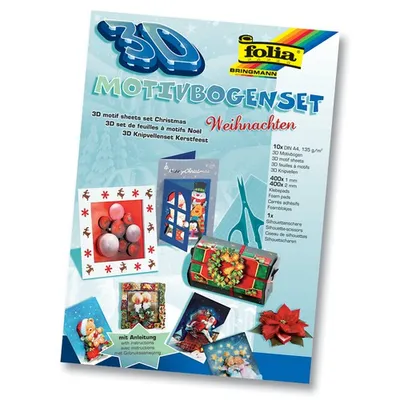 Produktbild von Folia Kreativ-Set 3D Weihnachten A4 für festliche Papierdekorationen