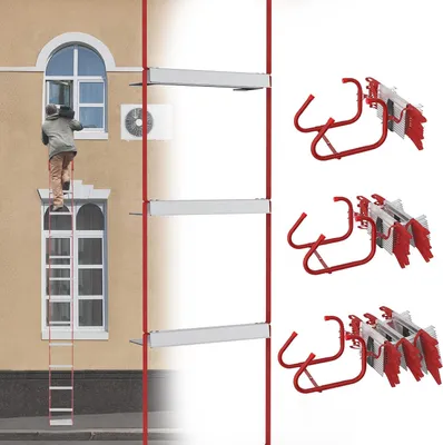 Productafbeelding van QEENTOE Hittebestendige, draagbare nood-reddingsladder, 7,5 meter / 23 treden, draagvermogen tot 450 kg, rood, geschikt voor ramen en balkons