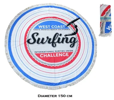 Productafbeelding van Strandlaken Rond polyester - diameter 150cm - SURFING