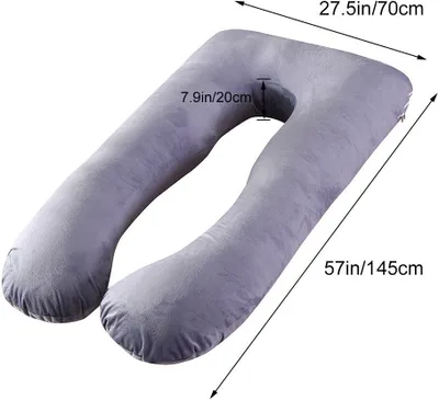 Image de Coussin de grossesse en coton 57 pouces Coussin pour tout le corps Confort en forme de U Extra large,Gris foncé