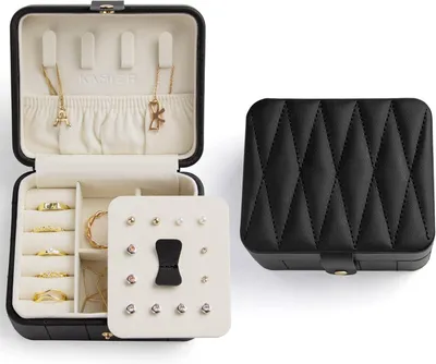 Zdjęcie produktu dla Eleganckie Etui Szkatułka na Biżuterię Organizer Podróżny 12x10,5 cm