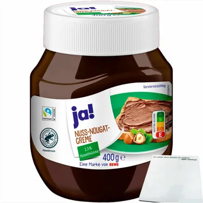 Produktbild von ja! Nuss Nougat Creme (400g Glas) + usy Block