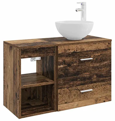 Image de vidaXL Ensemble de meubles de salle de bain, 2 pièces, en bois de récupération et en panneaux de bois