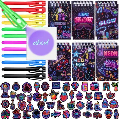 Produktbild von Neonfarbenes Notizbuch und UV-Stifte-Set für Kinder